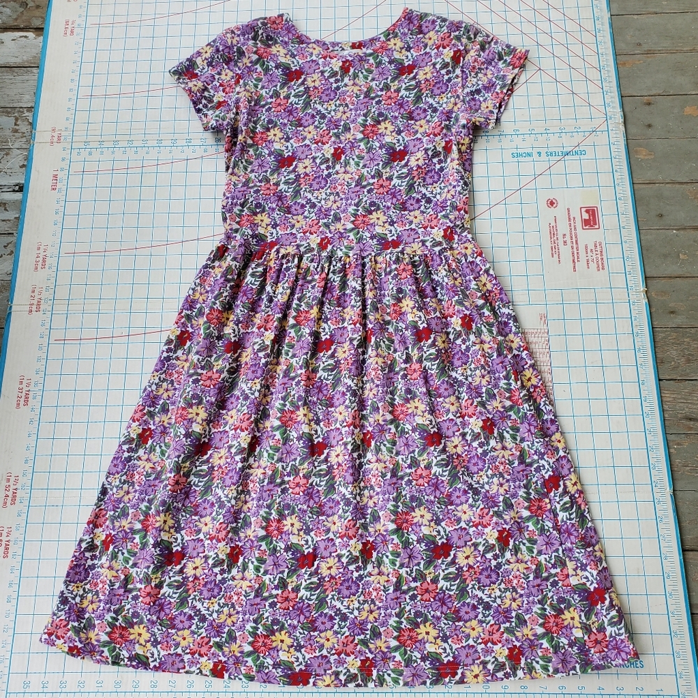 Fair Set Petite Floral House Dress Vintage Size Medium Drop Waist 80s 90's Pink